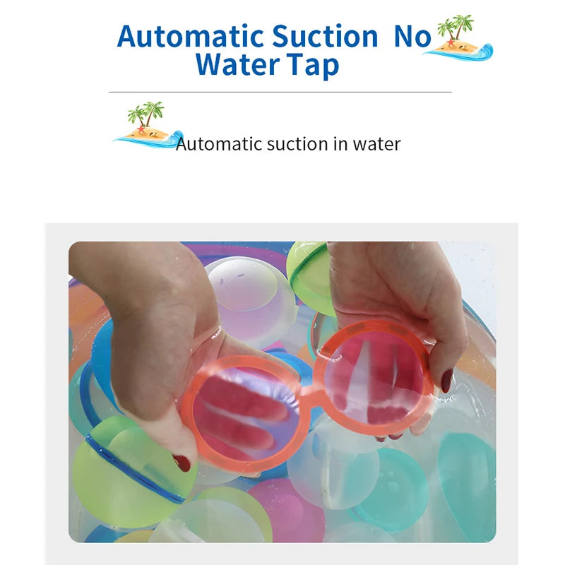 Reusable Water Balloons Magnetic Quick Fill Water Balloon Refillable Self Sealing Water Bomb Splash Balls for Kids Swimming Pool